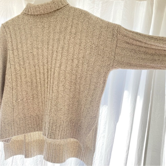 DEREK LAM 10 CROSBY CREAM BEIGE WOOL BLEND RIBBED TURTLENECK SWEATER - Picture 4 of 10